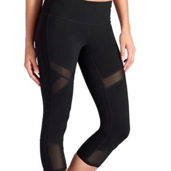 Athleta Black Crop Legging with Mesh Insets EUC - Picture 2 of 16